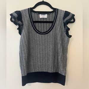 Old Navy Blue and White Knit Top - Size Small